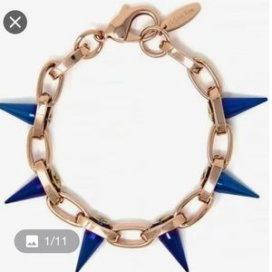 Jommi Lim Chain and Spike Rose Gold and  Holographic Blue plated bracelet.